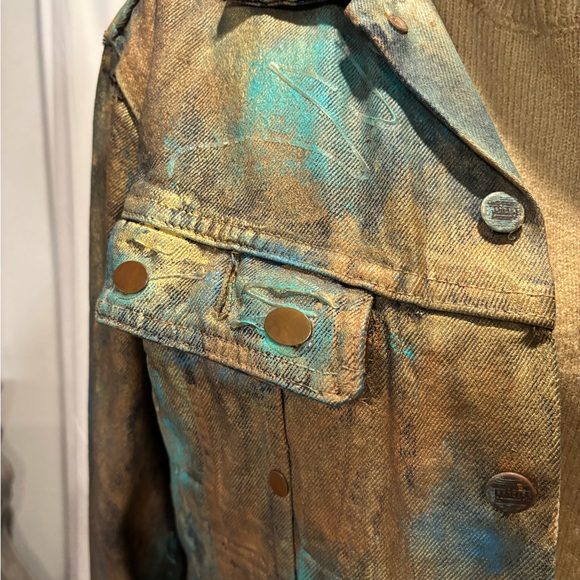 Vintage size large hand painted denim jacket - Picture 4 of 6